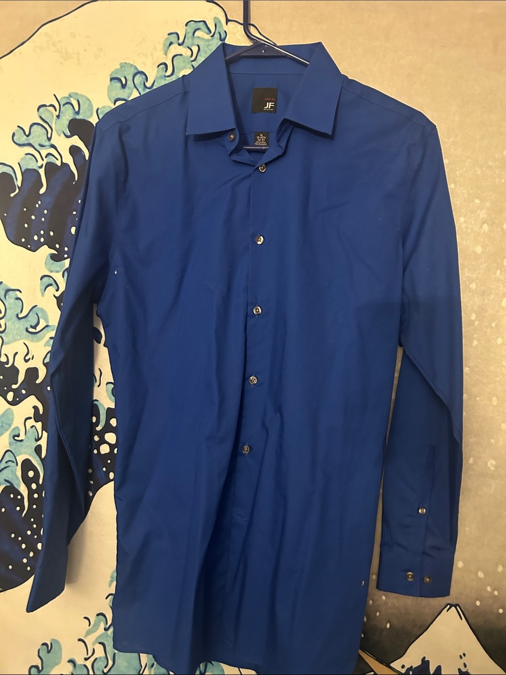 jf j.ferrar Men's Royal Blue Long-Sleeve Dress Shirt